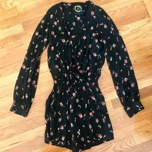 Blue Life black floral romper
